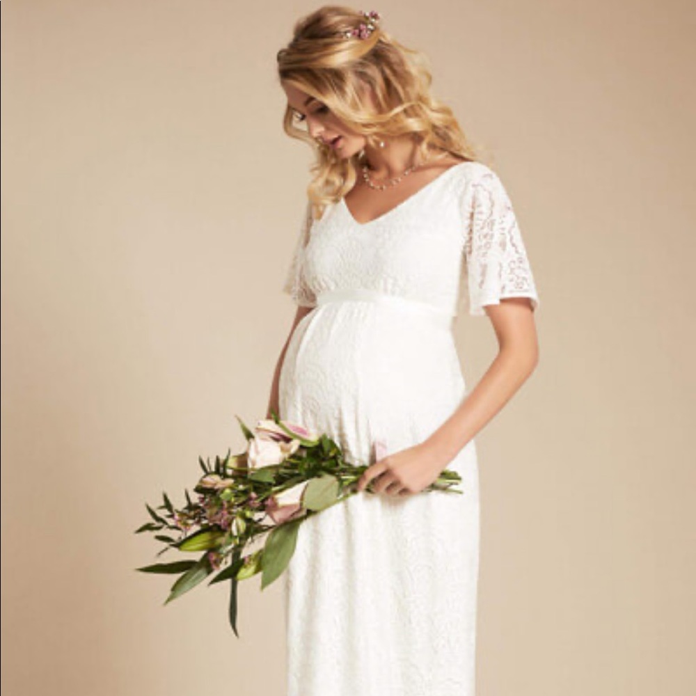 Edith Tiffany rose maternity bridal gown